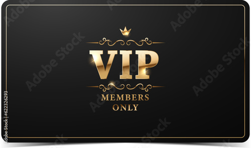 Premium VIP Card. Black and gold luxury vip business card design template.