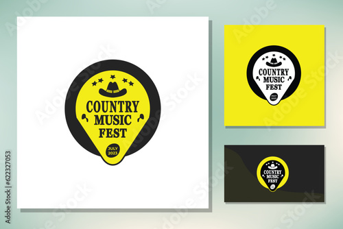 Guitar Pick Emblem with Cowboy Sheriff Bandit Hat
