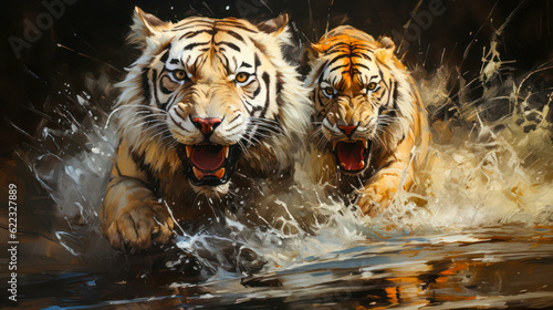 Tiger beim Angriff