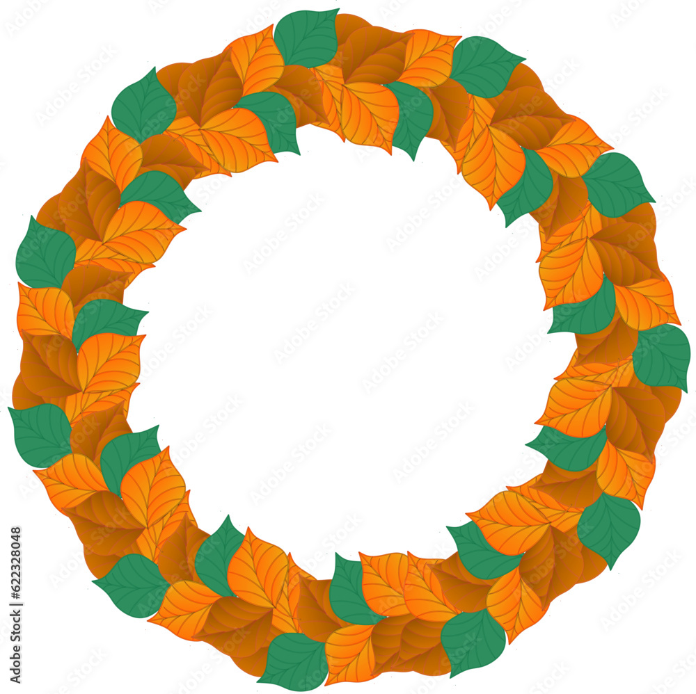 Fototapeta premium Autumn backgroun. Wreath of leaves