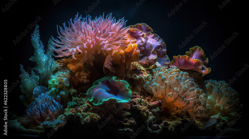 Blue Coral Oasis, Vibrant Underwater Ecosystem Blue Coral Oasis, Vibrant Underwater Ecosystem