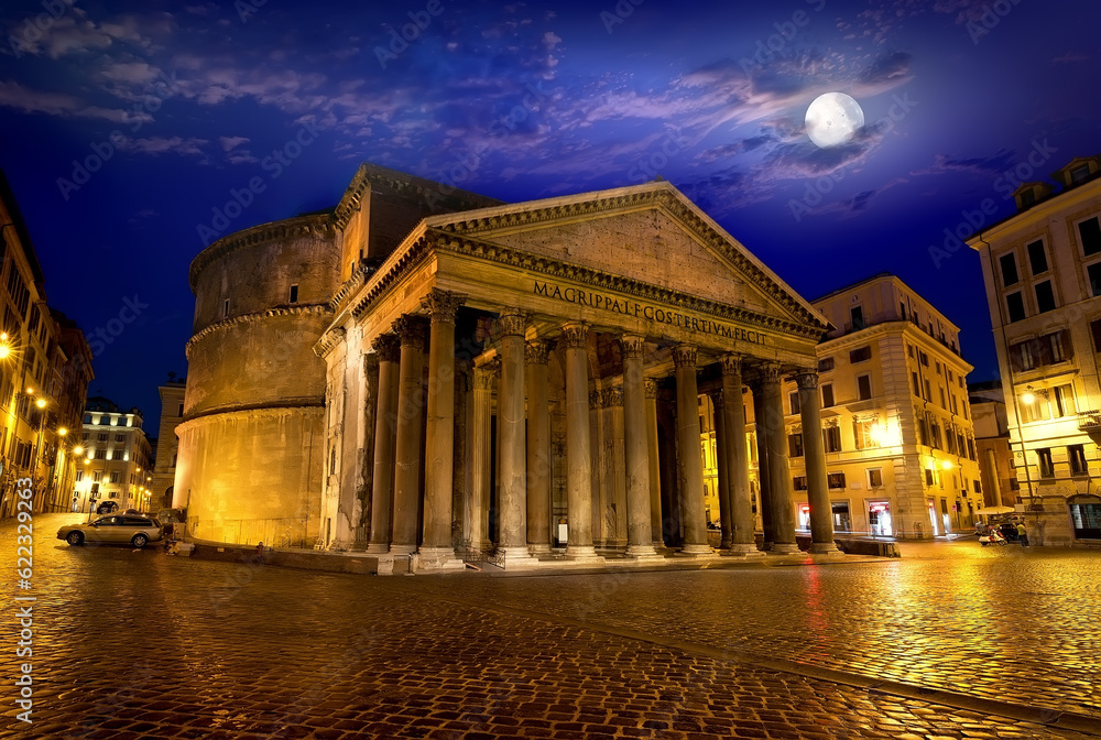 Pantheon in Rome at the sunset, Italy. Elements of this image furnished by NASA