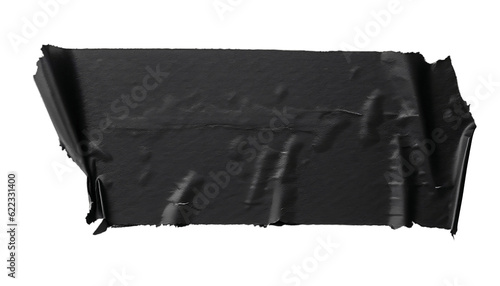 Black Matte Adhesive Torn Tape Objects on transparent and white background