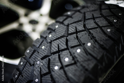 winter tire car with shallow depth of field