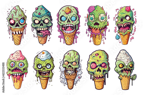 Ice cream cone with a little zombie collection