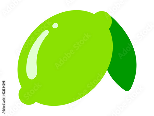 Vector lime with leaf icon, simple illustration.