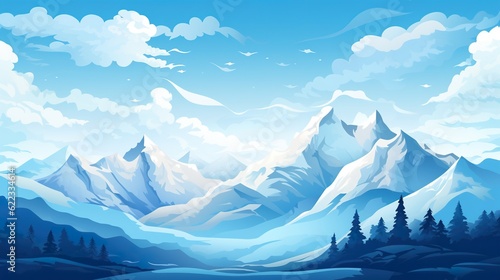 winter landscape with mountains. ai generative.