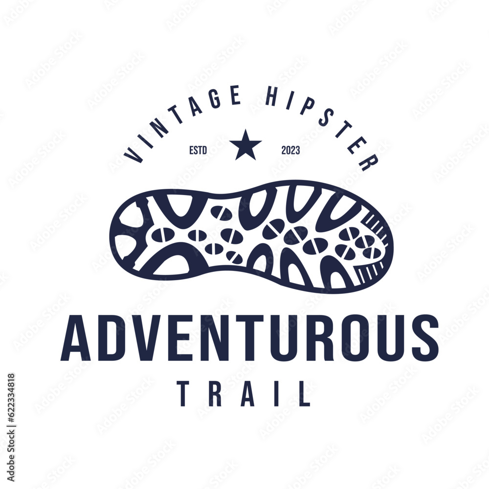 Fototapeta premium Vintage Retro Hipster Shoe Outdoor Sport Adventure Hiking Climbing Logo