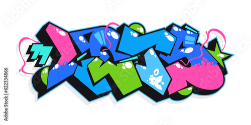 Colorful Abstract Urban Graffiti Street Art Word Lets Lettering Vector Illustration Template Element