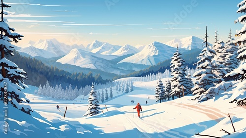 skiing in the mountains. ai generative