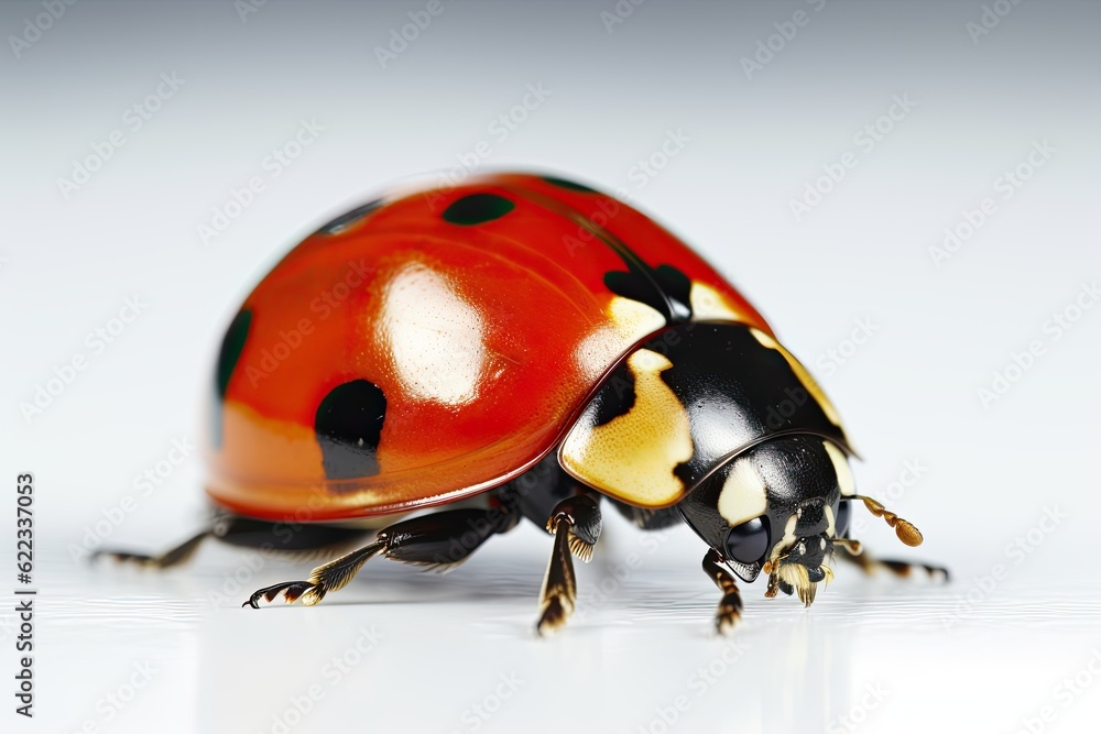 Fototapeta premium Insect red ladybug on a white background.