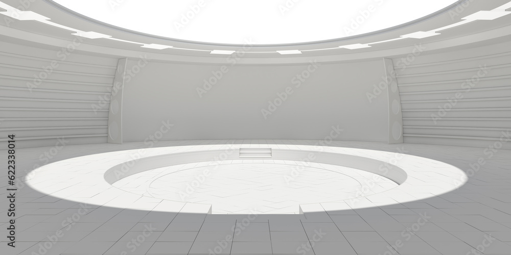 Empty white modern futuristic room. 3D rendering Empty white modern futuristic room. 3D rendering