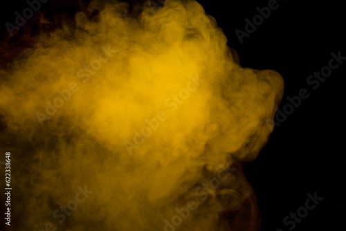 Yellow steam on a black background.