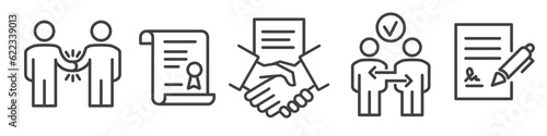 Icon Set of agreement, signing, stipulation and presentation of documents - Icon Collection on white background