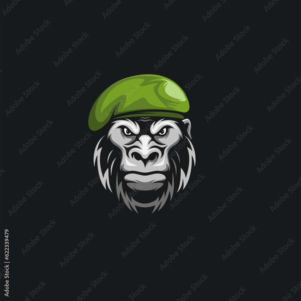 Vector Head Monkey Army Logo Ilustration Vector Head Monkey Army Logo Ilustration