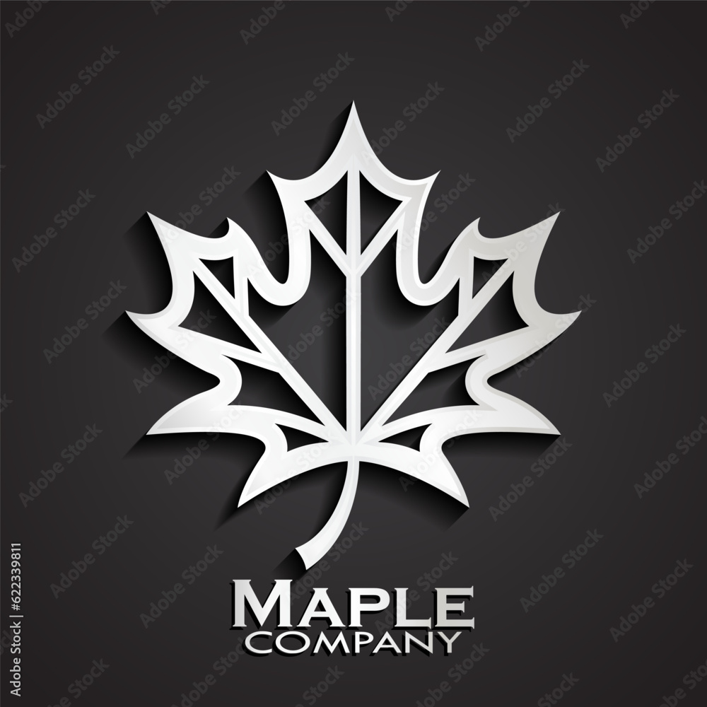 Obraz premium 3d silver maple leaf logo design