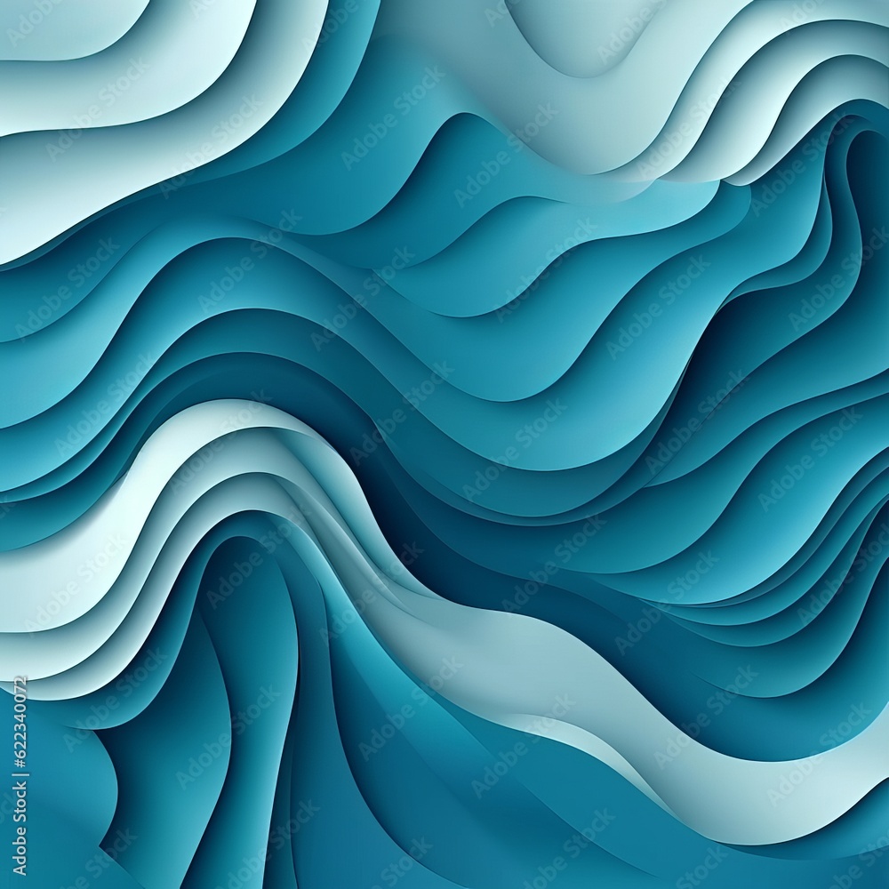 Fototapeta premium wavy background blue paper style Generative AI