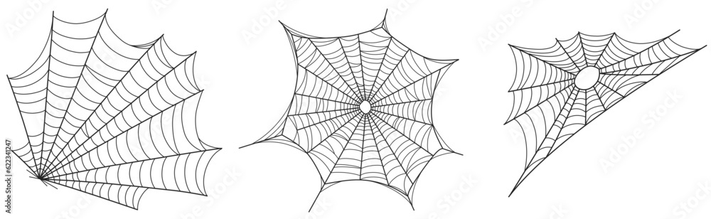 Vector Set of spider web on white