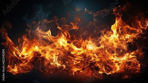 Flame in black background, AI generated Image