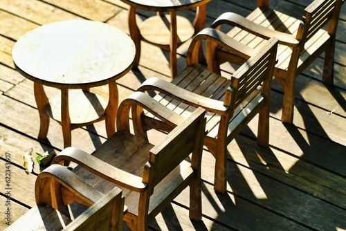 tables and chairs in a restaurant