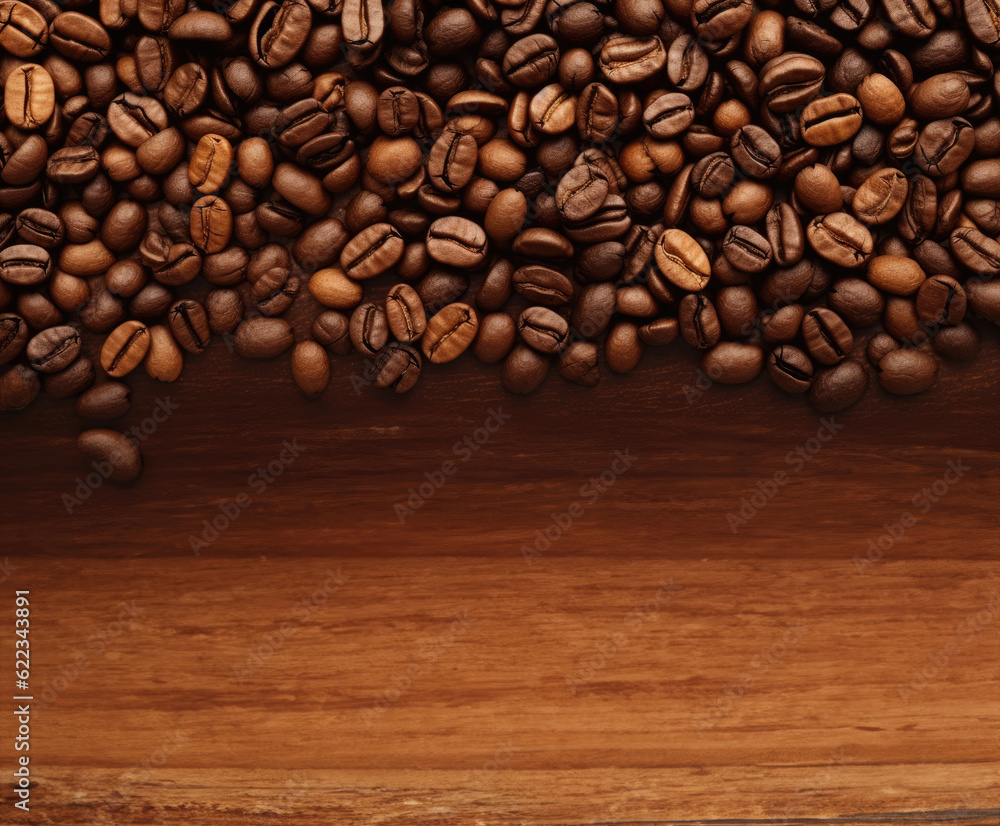 Golden brown coffee bean background, AI generated Image Golden brown coffee bean background, AI generated Image
