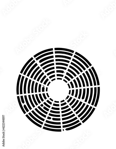 Simple illustration of circular fan on white background.