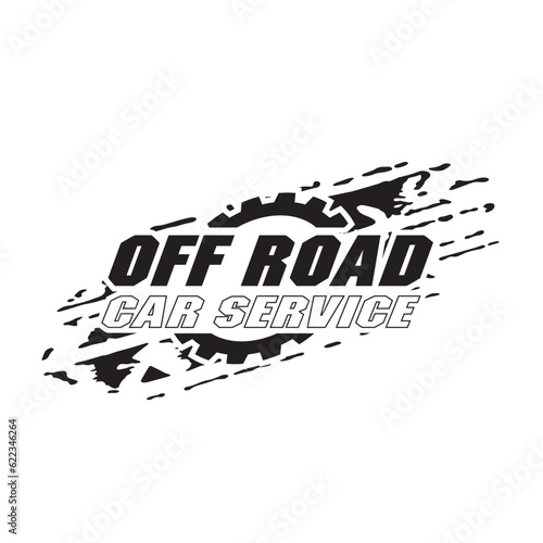 Car service logo in offroad graphic design template vector