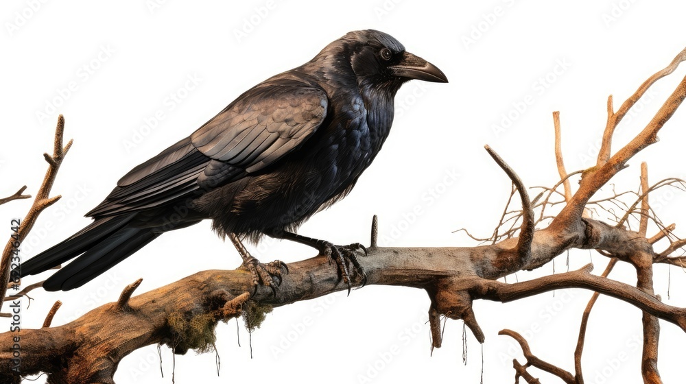 Rook (Corvus cornix) perched on a branch