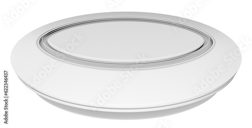 Empty white circle table. White background. 3D rendering