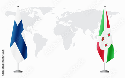 Finland and Burundi flags for official meeting
