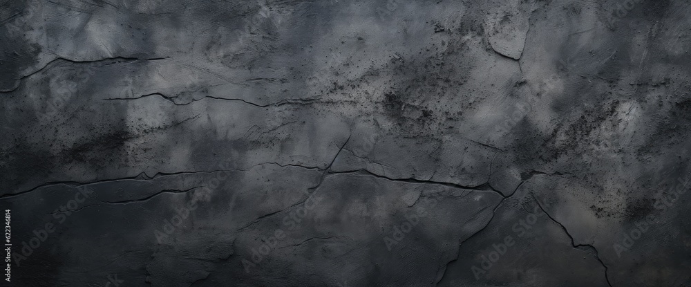 Fototapeta premium Dark grey concrete wall texture background. Panoramic banner with copy space