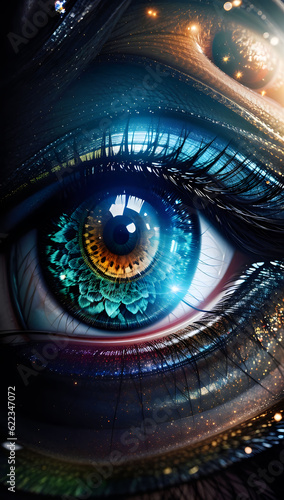 Fantasy Eye. AI Generative Illustration. 