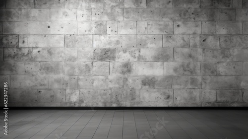 A black and white photo of an empty room. Generative AI image.