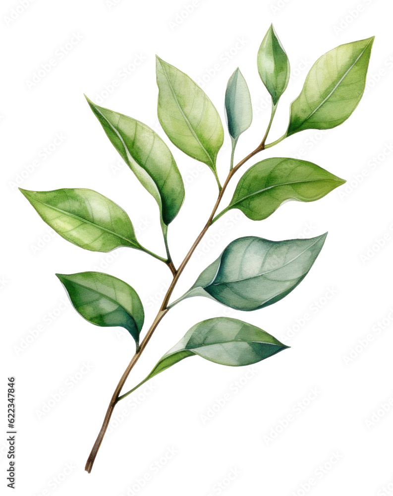 Obraz premium The green leaves. Watercolor.
