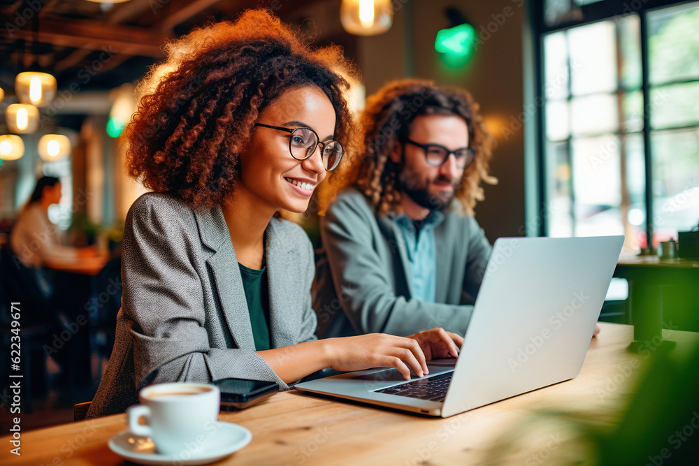 Young people working in a coworking space