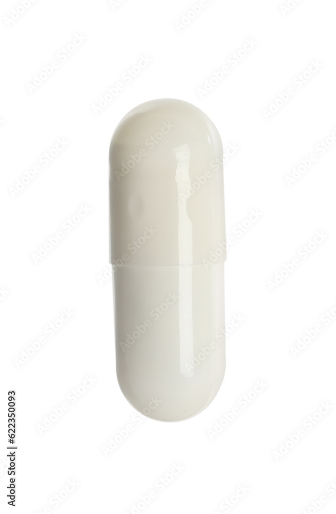 One pill isolated on white. Drug therapy One pill isolated on white. Drug therapy