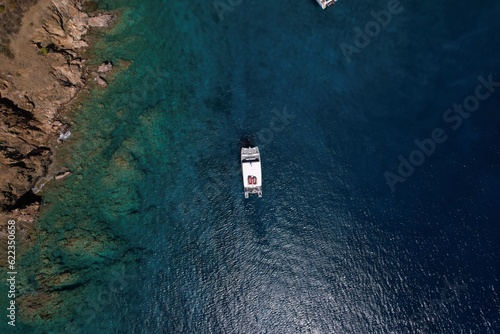 Boats in Tortola island coves in the British Virgin Islands drone view © Zenistock