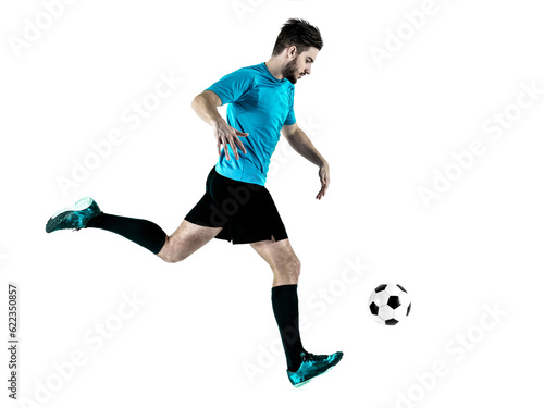 one caucasian Soccer player Man isolated on white backgound © Designpics