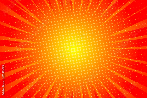 Orange Sunburst Pattern Background. Halftone. Rays. Radial. Summer Banner. Vector Illustration
