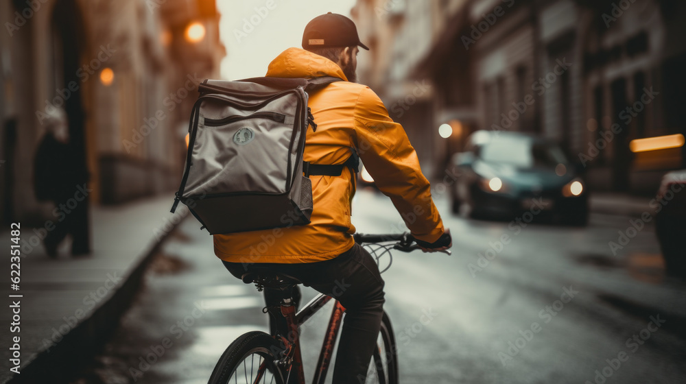 person riding a bike delivery man Generative Ai