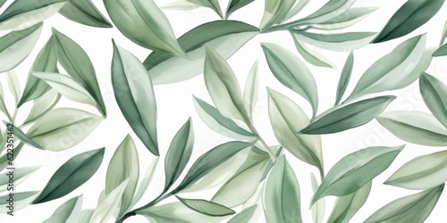 Aromatic Bay leaves Spice Background, Horizontal Watercolor Illustration. Healthy Vegetarian Diet. Ai Generated Soft Colored Watercolor Illustration with Delicious Flavory Bay leaves Spice. © Vector Juice
