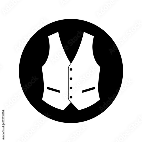 Waistcoat graphic icon. Vest sign in the circle isolated on white background in flat design. Vector illustration