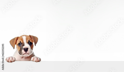 puppy dog isolated on white background, with copy space for text, banner