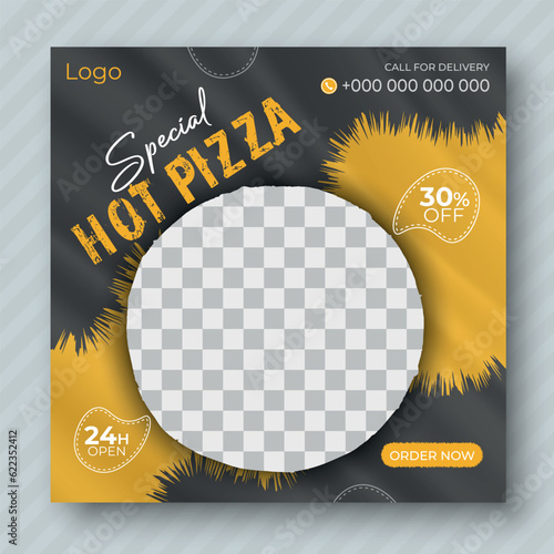 Hot Pizza Social Media Post design Template For Your Business