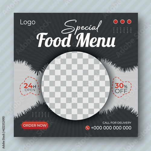 Food Menu Social Media Post design Template For Your Business