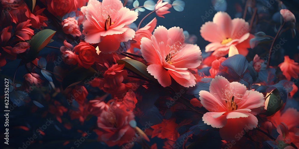 Floral composition center blank space, Generative AI Floral composition center blank space, Generative AI