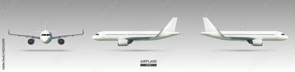 Aircraft or airplane on front and side view, vector illustration Aircraft or airplane on front and side view, vector illustration