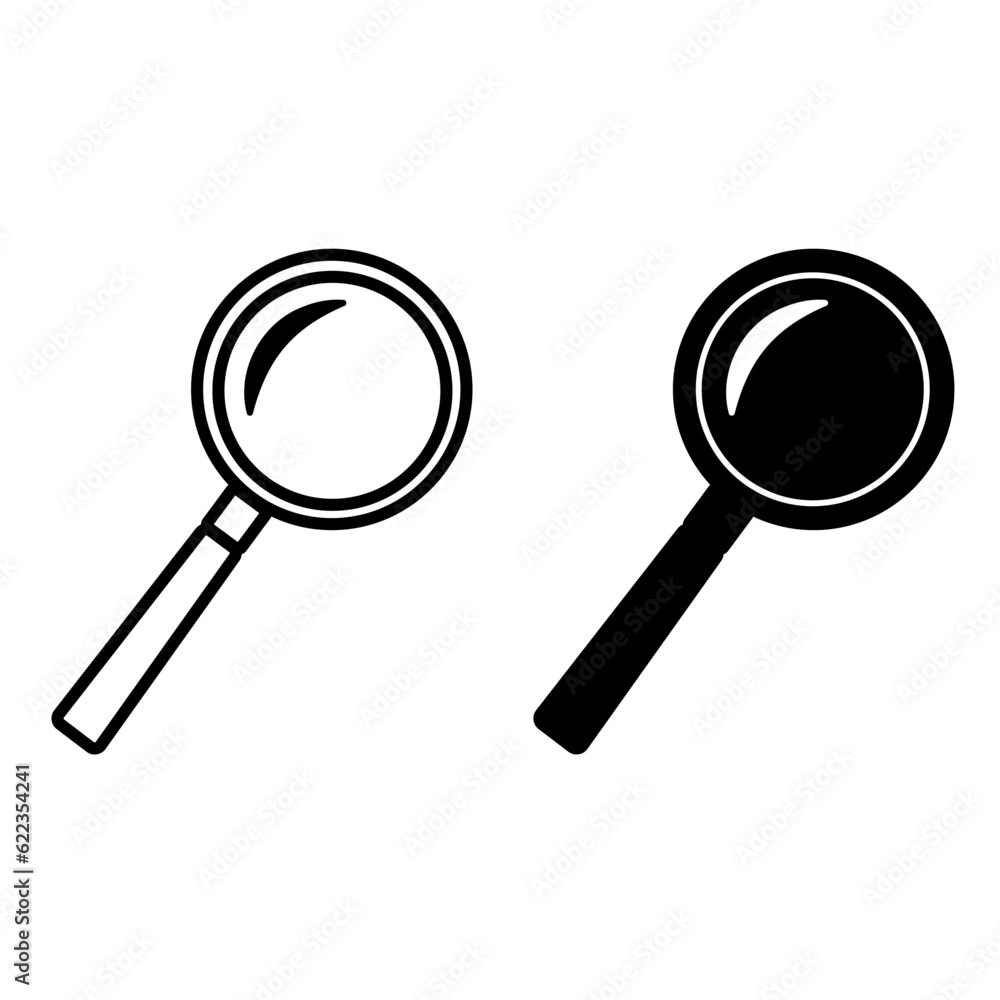 Magnifying Glass Icons. Vector Illustration of a Magnifying Glass for School Projects. Education and Study Magnifying Glass Icons. Vector Illustration of a Magnifying Glass for School Projects. Education and Study