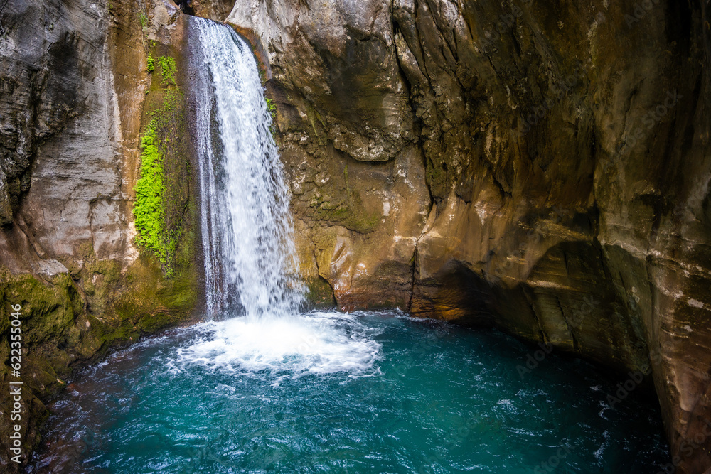 Naklejka premium Sapadere canyon with river and waterfalls in the Taurus mountains near Alanya, Turkey