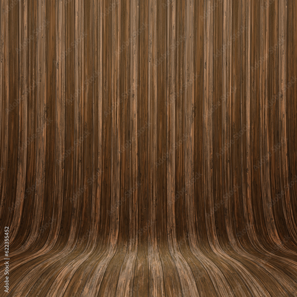 Naklejka premium Curved wooden wall - ideal for display